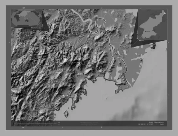 Расон Безпосередньо Кероване Місто Північної Кореї Білевелівська Карта Висот Озерами — стокове фото