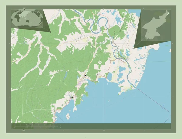 Rason Bezpośrednio Rządzone Miasto Korei Północnej Otwórz Mapę Ulic Lokalizacje — Zdjęcie stockowe