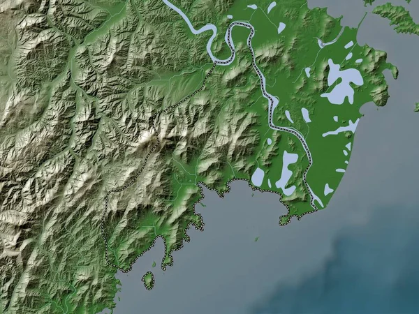 Расон Управляемый Напрямую Городом Северная Корея Карта Высот Окрашенная Вики — стоковое фото
