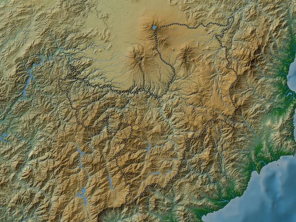 Рянган Провинция Северная Корея Цветная Карта Высот Озерами Реками — стоковое фото
