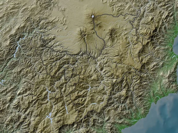 Рянган Провинция Северная Корея Карта Высот Окрашенная Вики Стиле Озерами — стоковое фото