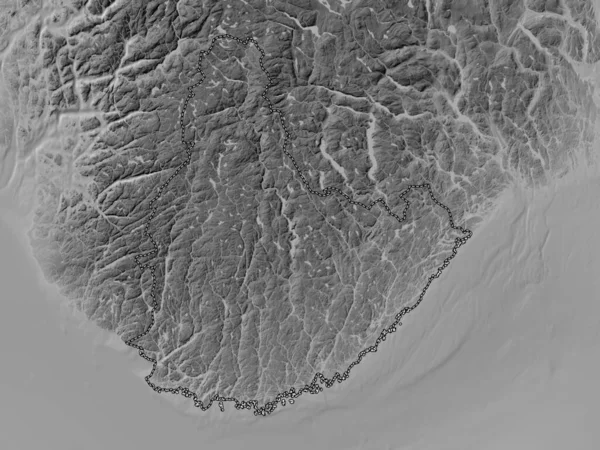 Agder Comté Norvège Carte Altitude Niveaux Gris Avec Lacs Rivières — Photo
