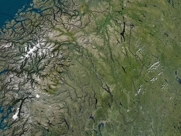 ノルウェーの郡 内陸部 低解像度衛星地図 — ストック写真