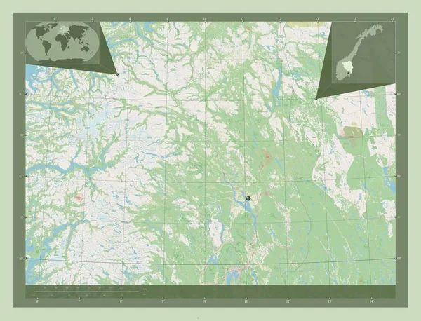 Innlandet Επαρχία Νορβηγίας Χάρτης Του Δρόμου Γωνιακοί Χάρτες Βοηθητικής Θέσης — Φωτογραφία Αρχείου