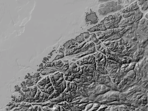 Mre Romsdal Condado Noruega Bilevel Mapa Elevação Com Lagos Rios — Fotografia de Stock