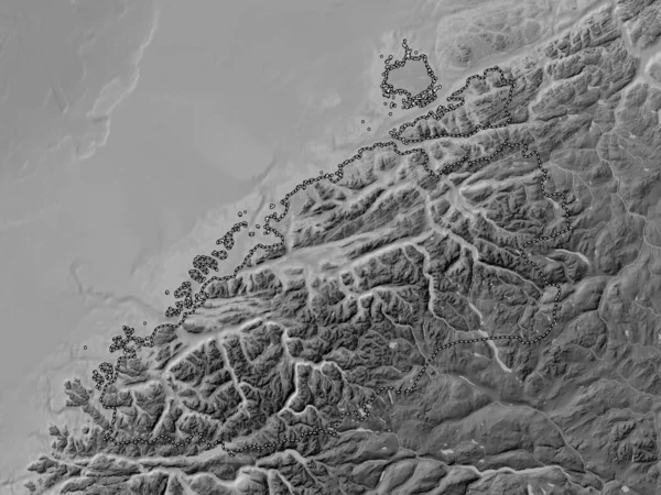 Mre Romsdal Contea Norvegia Mappa Elevazione Scala Grigi Con Laghi — Foto Stock