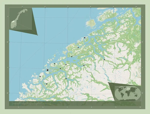 Mre Romsdal Κομητεία Της Νορβηγίας Χάρτης Του Δρόμου Τοποθεσίες Μεγάλων — Φωτογραφία Αρχείου