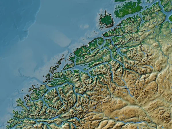 Heer Romsdal Provincie Noorwegen Gekleurde Hoogtekaart Met Meren Rivieren — Stockfoto