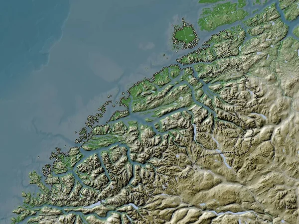Heer Romsdal Provincie Noorwegen Hoogtekaart Gekleurd Wiki Stijl Met Meren — Stockfoto