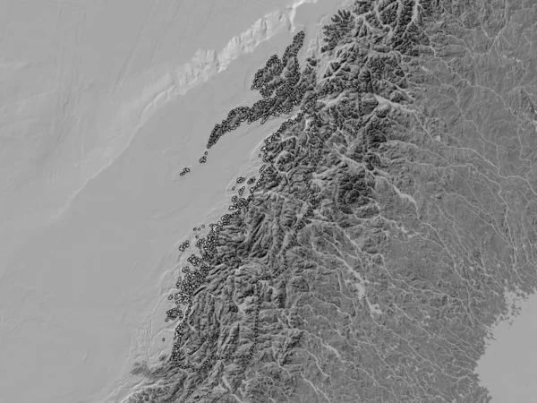 Nordland Condado Noruega Mapa Elevación Bilevel Con Lagos Ríos — Foto de Stock