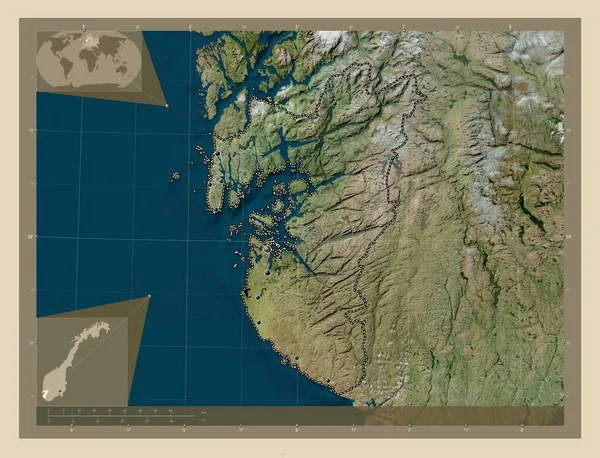 Рогаленд Графство Норвегия Спутниковая Карта Высокого Разрешения Места Расположения Крупных — стоковое фото