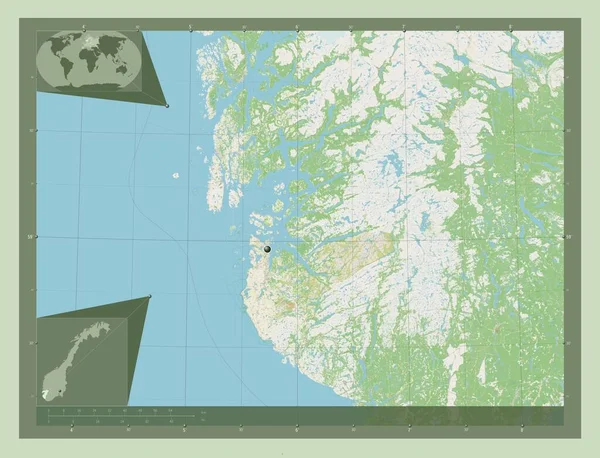 Rogaland Επαρχία Της Νορβηγίας Χάρτης Του Δρόμου Γωνιακοί Χάρτες Βοηθητικής — Φωτογραφία Αρχείου