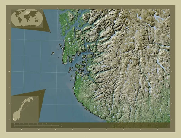 Рогаленд Графство Норвегія Висота Карти Забарвлена Вікі Стилі Озерами Річками — стокове фото