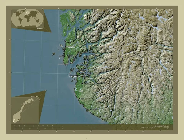 Рогаленд Графство Норвегія Висота Карти Забарвлена Вікі Стилі Озерами Річками — стокове фото