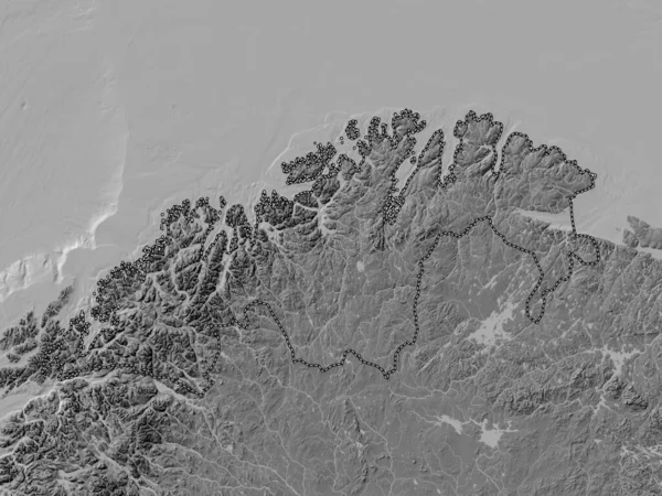 Troms Finnmark Condado Noruega Mapa Elevación Bilevel Con Lagos Ríos — Foto de Stock