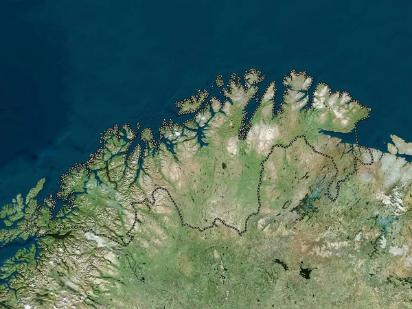 Troms Finnmark Condado Noruega Mapa Satélite Alta Resolución — Foto de Stock
