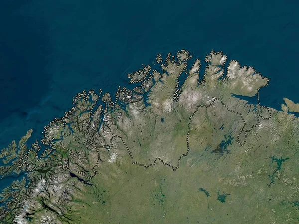 ノルウェーの郡であるトロムス フィンマルク 低解像度衛星地図 — ストック写真