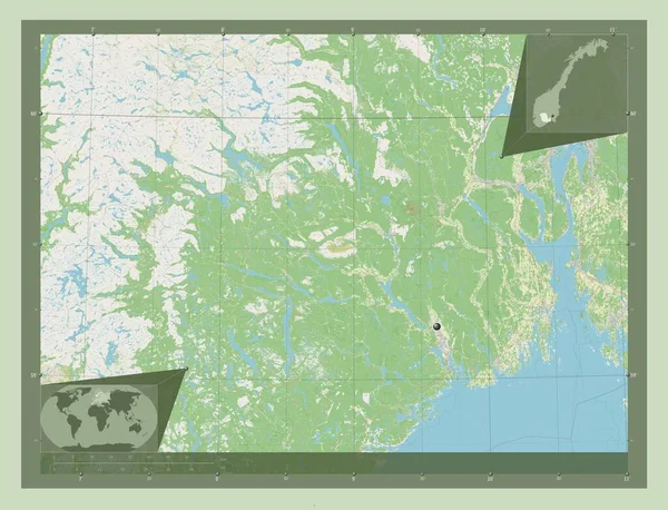 Vestfold Telemark Contea Norvegia Mappa Stradale Aperta Mappa Della Posizione — Foto Stock