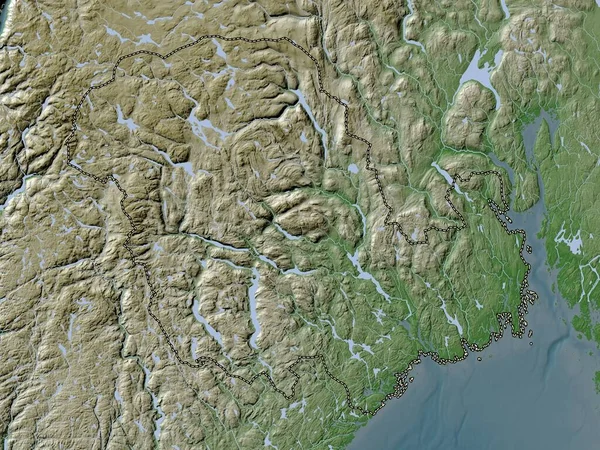 Vestfold Telemark Contea Norvegia Mappa Dell Elevazione Colorata Stile Wiki — Foto Stock