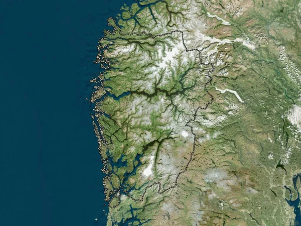Vestland Επαρχία Της Νορβηγίας Δορυφορικός Χάρτης Υψηλής Ανάλυσης — Φωτογραφία Αρχείου