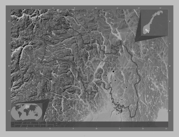 Viken Okres Norsko Výškové Mapy Jezery Řekami Umístění Velkých Měst — Stock fotografie