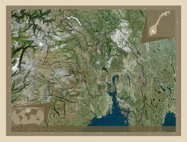 Viken Κομητεία Της Νορβηγίας Υψηλής Ανάλυσης Δορυφορικός Χάρτης Γωνιακοί Χάρτες — Φωτογραφία Αρχείου