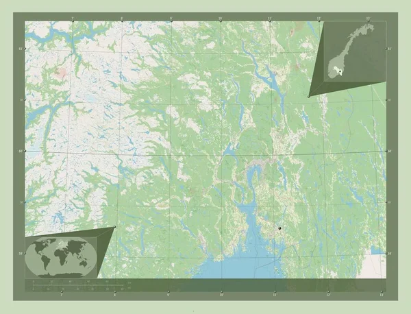 Викен Графство Норвегия Карта Улиц Вспомогательные Карты Расположения Углов — стоковое фото