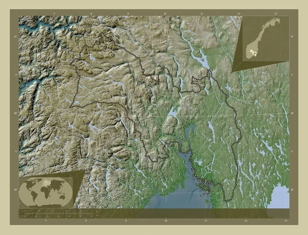 Викен Графство Норвегия Карта Высоты Окрашенная Вики Стиле Озерами Реками — стоковое фото