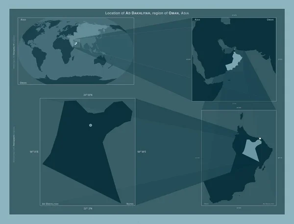 Дахлія Район Оману Діаграма Показує Розташування Регіону Мапах Великого Масштабу — стокове фото