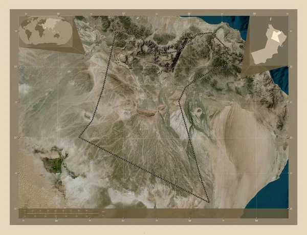 Dakhliyah Región Omán Mapa Satelital Alta Resolución Mapas Ubicación Auxiliares —  Fotos de Stock