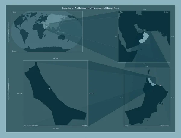 Batinah Norte Región Omán Diagrama Que Muestra Ubicación Región Mapas —  Fotos de Stock