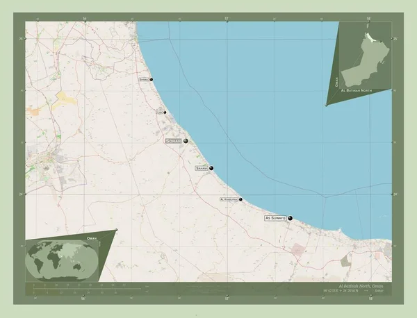 Batinah Norte Región Omán Open Street Map Ubicaciones Nombres Las —  Fotos de Stock