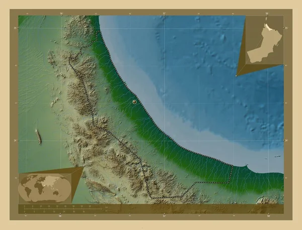 Batinah North Region Oman Farbige Übersichtskarte Mit Seen Und Flüssen — Stockfoto