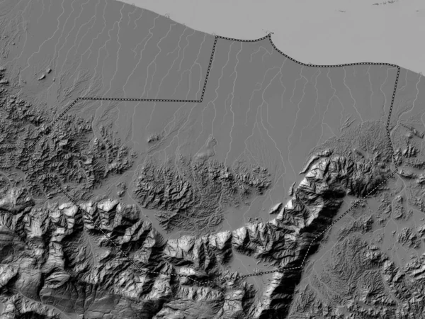 Batinah Sur Región Omán Mapa Elevación Bilevel Con Lagos Ríos — Foto de Stock