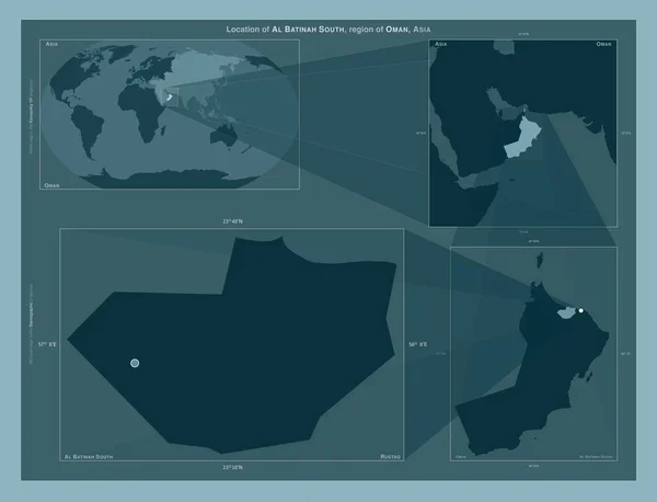 Аль Батіна Саут Район Оман Діаграма Показує Розташування Регіону Мапах — стокове фото