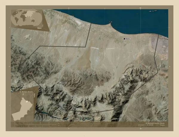 Batinah Sud Regione Dell Oman Mappa Satellitare Alta Risoluzione Località — Foto Stock