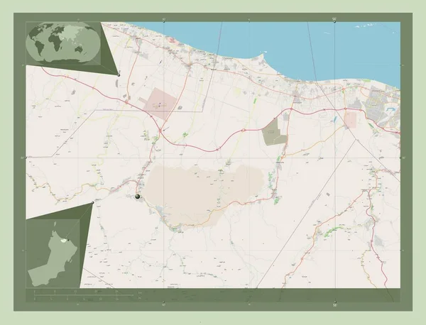 Batinah Sud Regione Dell Oman Mappa Stradale Aperta Mappa Della — Foto Stock