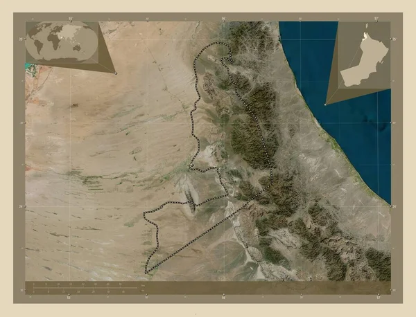 Buraymi Περιφέρεια Ομάν Υψηλής Ανάλυσης Δορυφορικός Χάρτης Γωνιακοί Χάρτες Βοηθητικής — Φωτογραφία Αρχείου