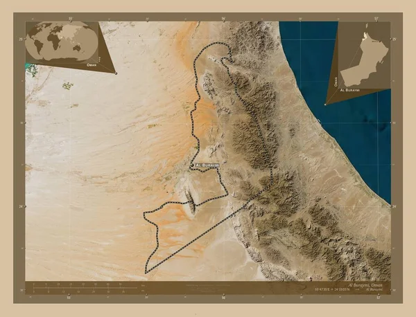 Buraymi Región Omán Mapa Satelital Baja Resolución Ubicaciones Nombres Las —  Fotos de Stock
