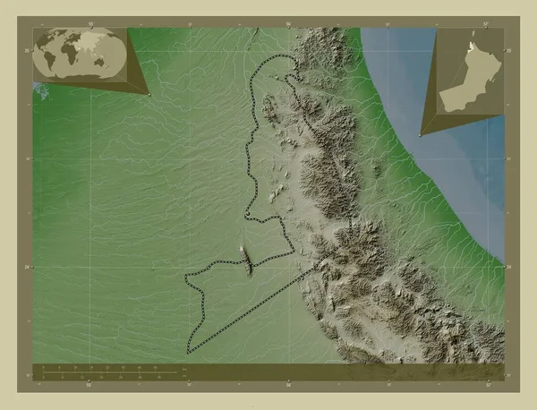 Buraymi Regione Dell Oman Mappa Elevazione Colorata Stile Wiki Con — Foto Stock