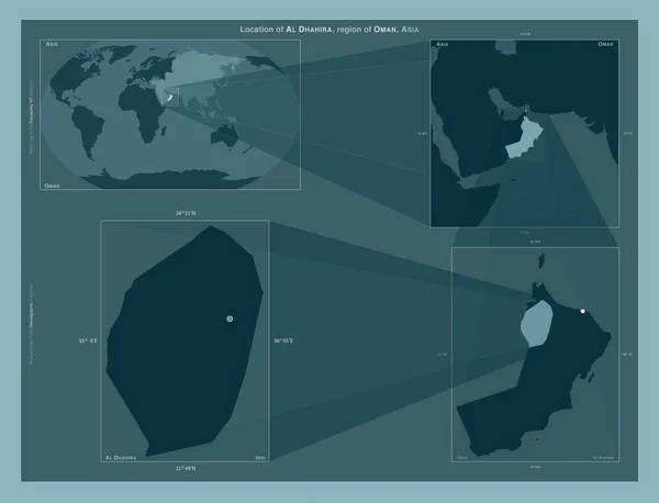 Аль Дахіра Район Оману Діаграма Показує Розташування Регіону Мапах Великого — стокове фото