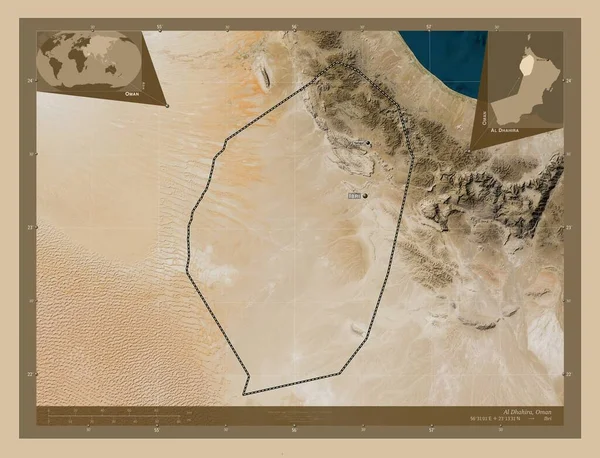 Dhahira Región Omán Mapa Satelital Baja Resolución Ubicaciones Nombres Las —  Fotos de Stock