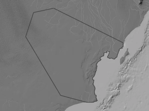 Wusta Región Omán Mapa Elevación Bilevel Con Lagos Ríos — Foto de Stock