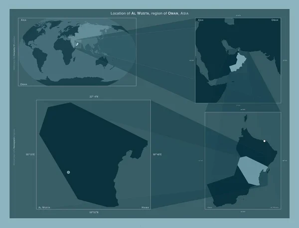 Аль Вуста Район Оману Діаграма Показує Розташування Регіону Мапах Великого — стокове фото