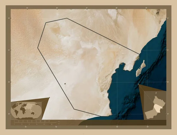 Wusta Umman Bölgesi Düşük Çözünürlüklü Uydu Bölgenin Büyük Şehirlerinin Yerleri — Stok fotoğraf