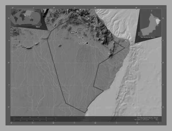 Ash Sharqiyah Noord Regio Van Oman Hoogteplattegrond Met Meren Rivieren — Stockfoto