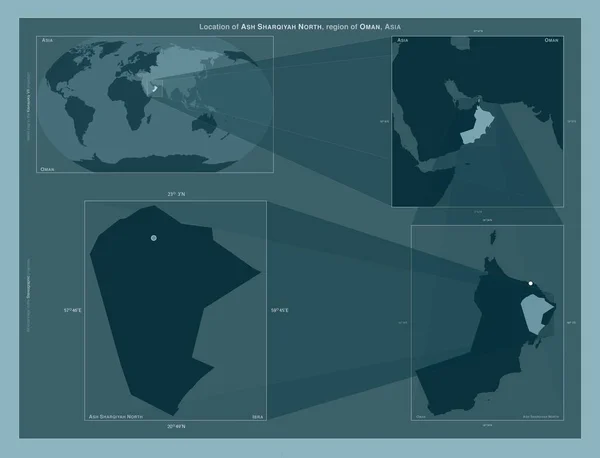 Шаркія Норт Район Оман Діаграма Показує Розташування Регіону Мапах Великого — стокове фото