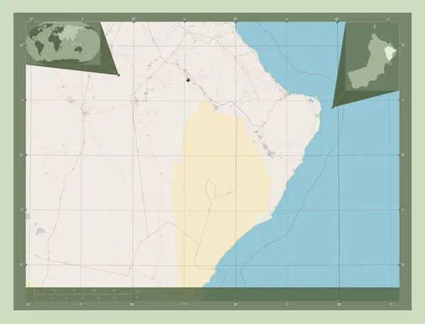 Ash Sharqiyah North Regione Dell Oman Mappa Stradale Aperta Mappa — Foto Stock