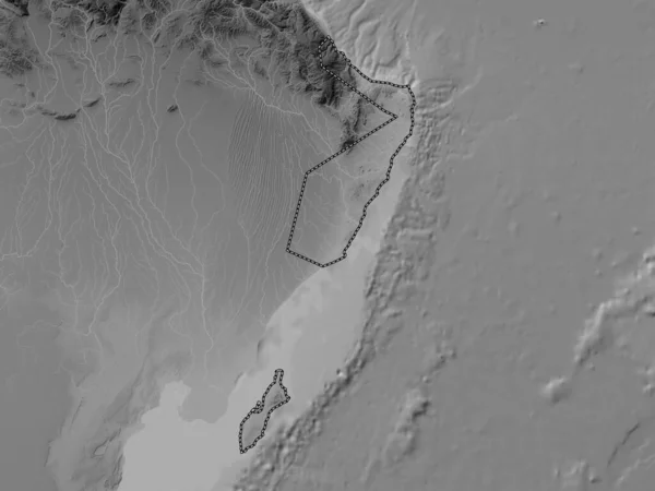Шаркия Область Оман Карта Высот Оттенках Серого Озерами Реками — стоковое фото