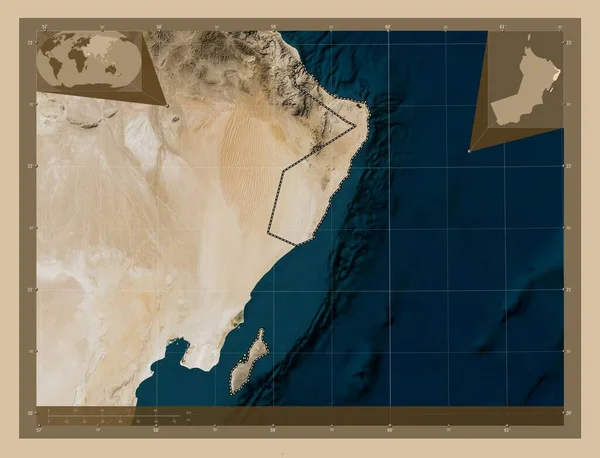 Ash Sharqiyah Zuid Regio Van Oman Lage Resolutie Satellietkaart Locaties — Stockfoto